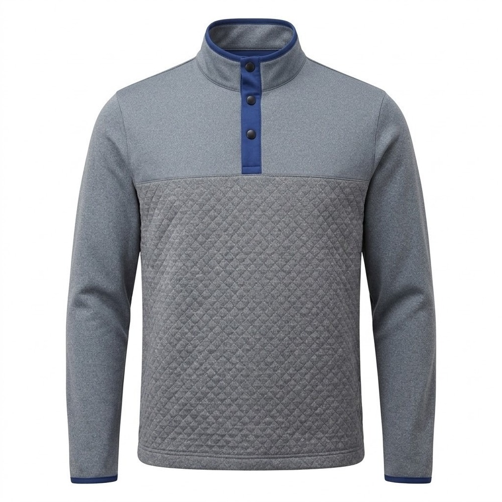 Southern Proper Mens Medium Gray Quilted Quarter Snap Pullover Sweater Fleece